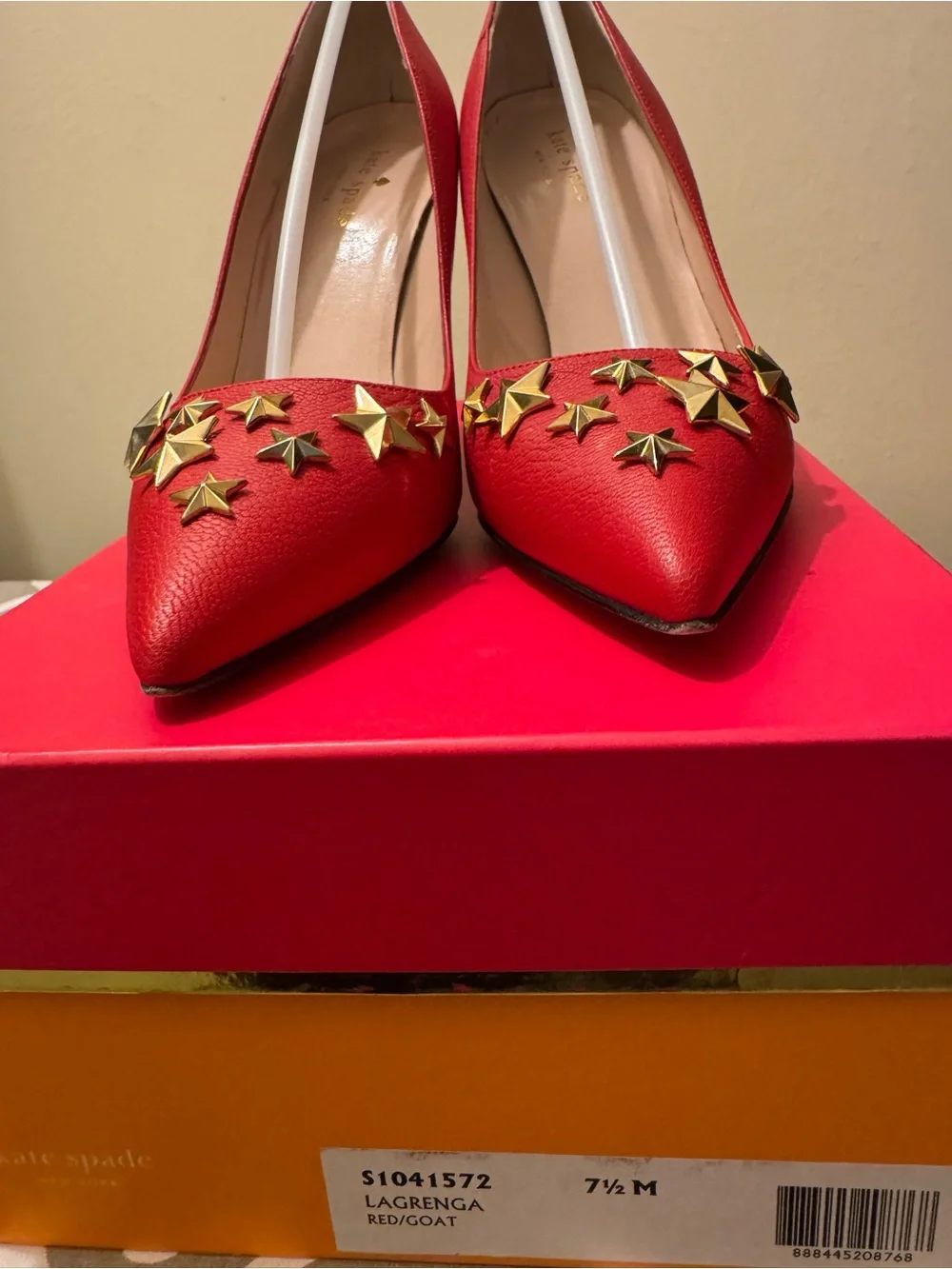 Kate Spade New York Lagrenga Red Star Studded Pumps Heel Made in Italy - Picture 9 of 11